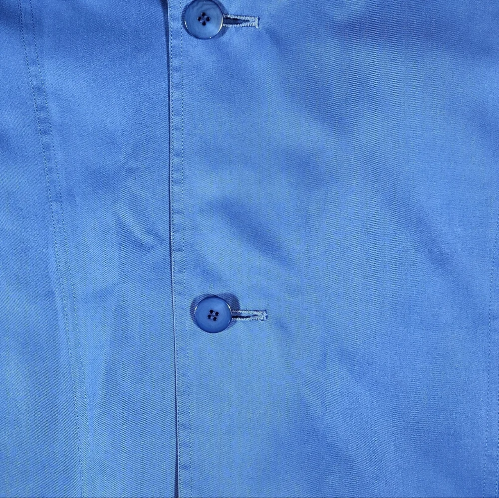 Vintage Sanyo Fashion House Blue 100% Silk Jacket Sz 8 Button Up Coat Japan Made